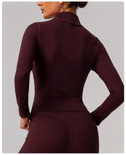 Zip front high neck jacket