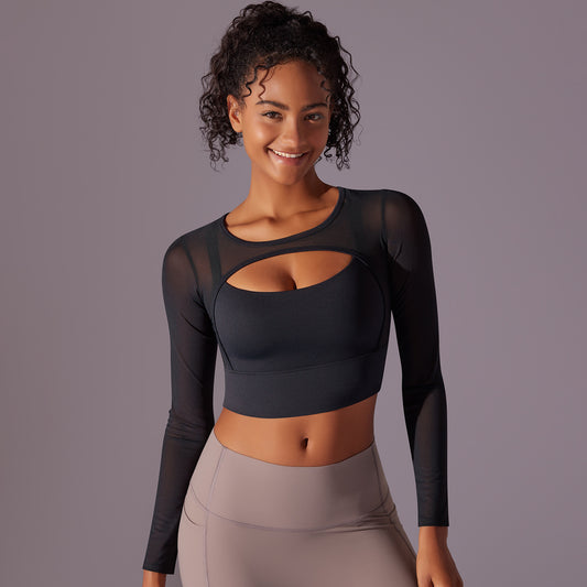 Mesh sleeve padded top