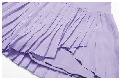 Pleated asymmetric fitness skirt