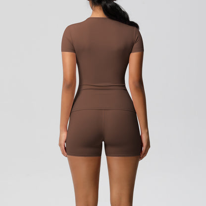 Brushed soft top and hot pants set