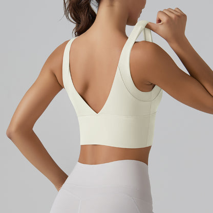 Seamless deep back sports bra
