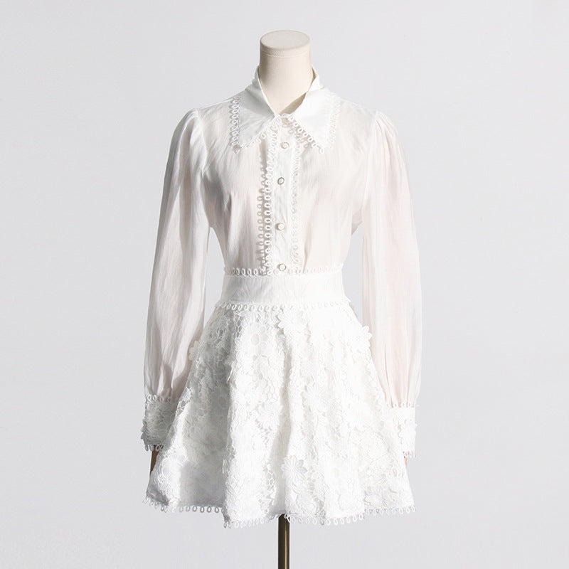 Embroidered lace skirt and top set