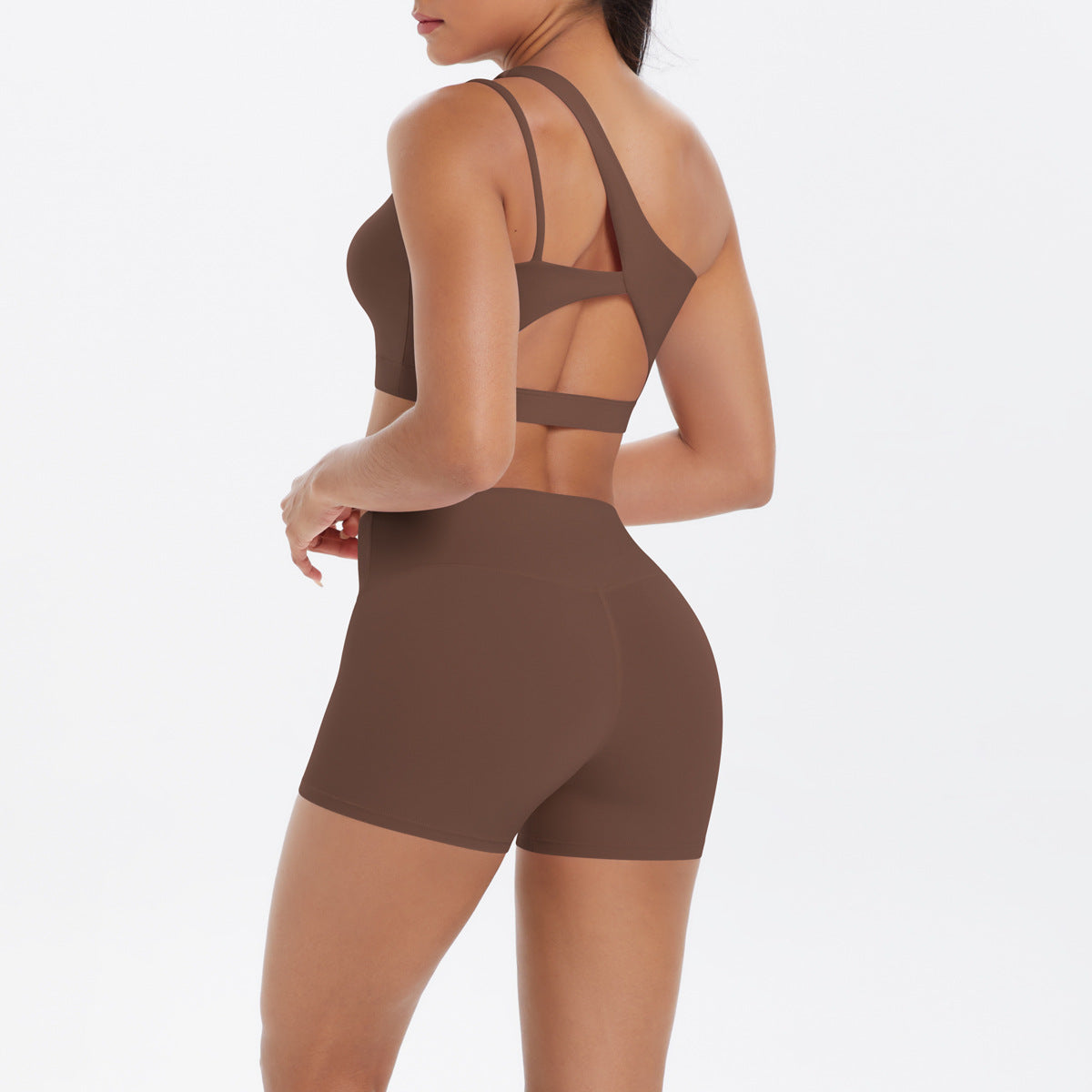 One shoulder bra & hot pants set