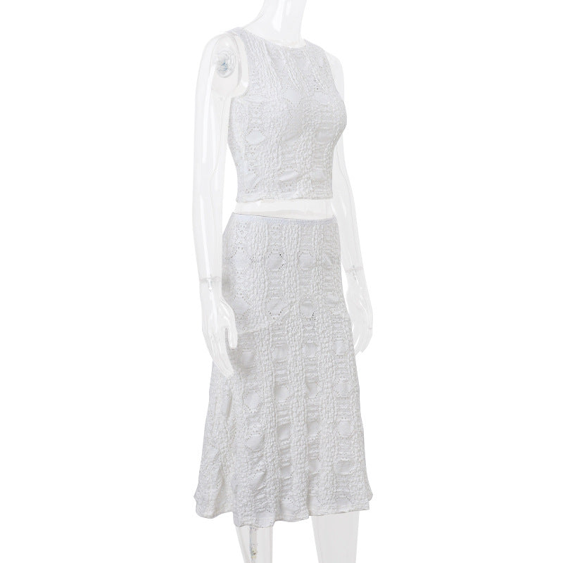 Embroidered lace skirt set