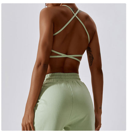 Cross back sports bra