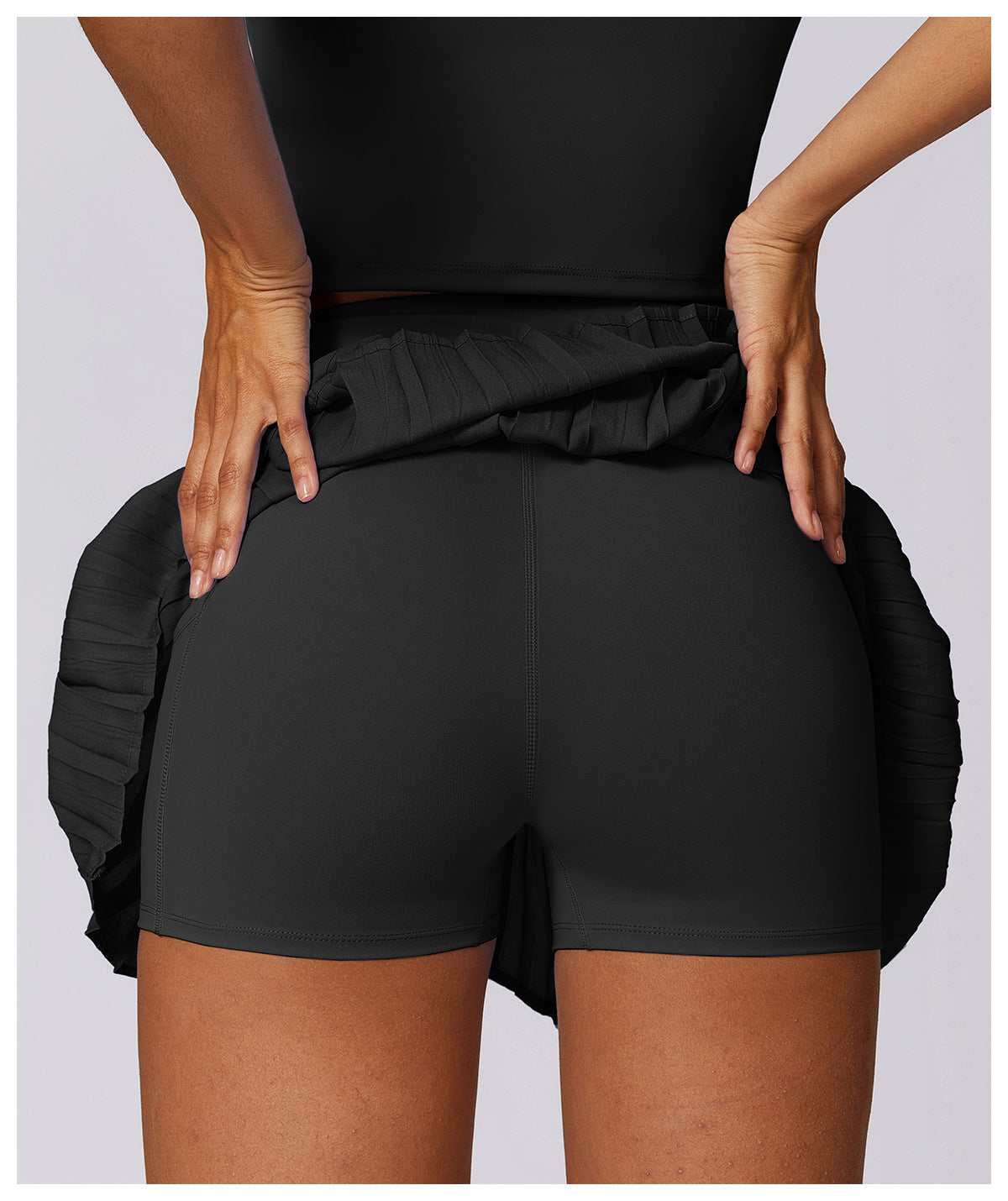 Pleated asymmetric fitness skirt