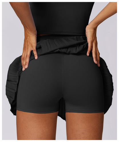 Pleated asymmetric fitness skirt