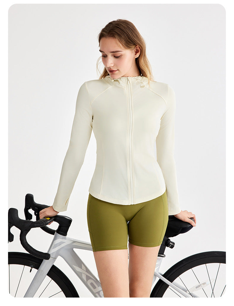 Hooded zip front jacket