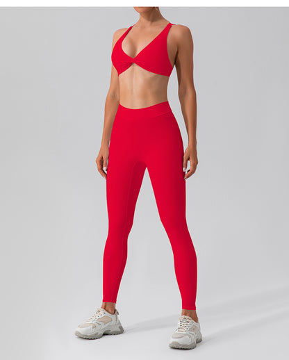 Twisted front sports bra