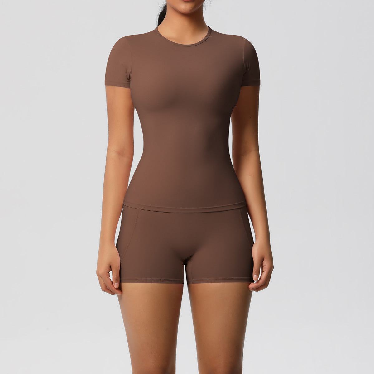 Brushed soft top and hot pants set