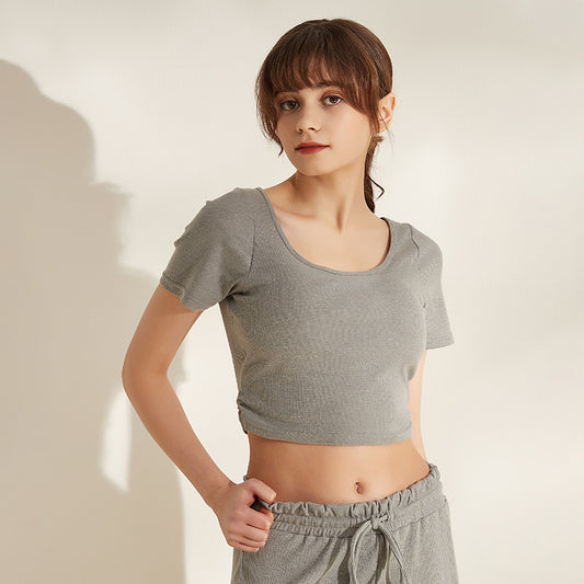 Cross back short sleeve top
