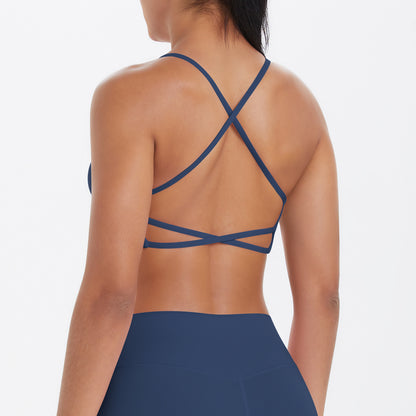 Cross over back sports bra