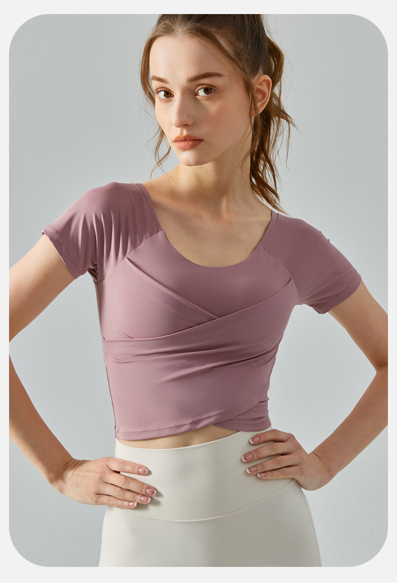 Cropped short sleeve top