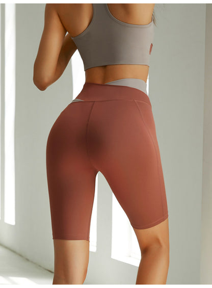 Crossover waist biker shorts