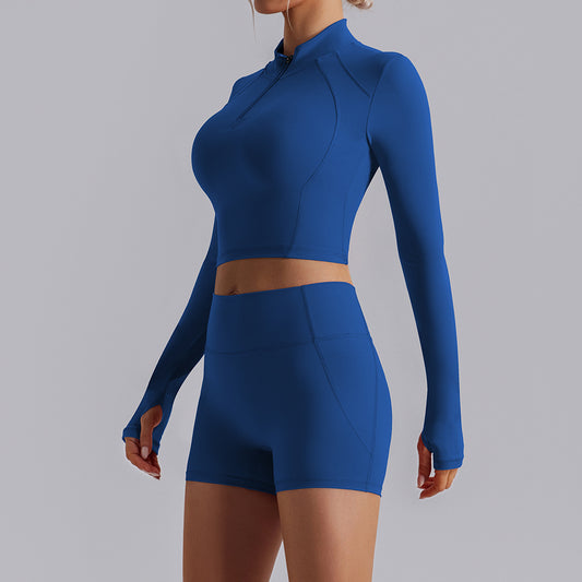 Zip front cropped top