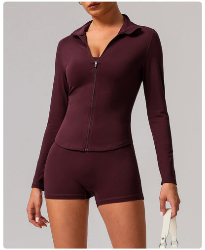 Zip front high neck jacket