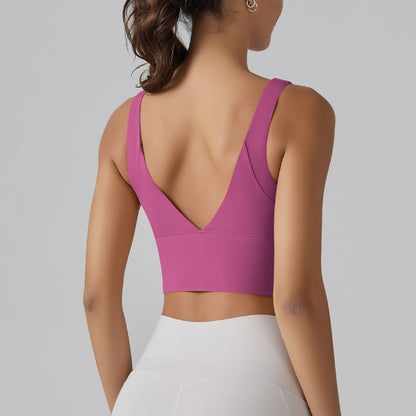 Seamless deep back sports bra