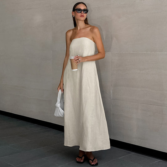 Linen blend maxi dress