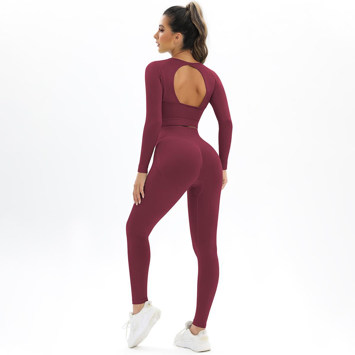 Long Sleeve Trousers Suit-Wine Red