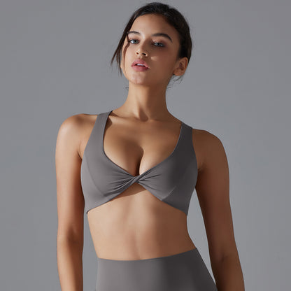 Twisted front sports bra