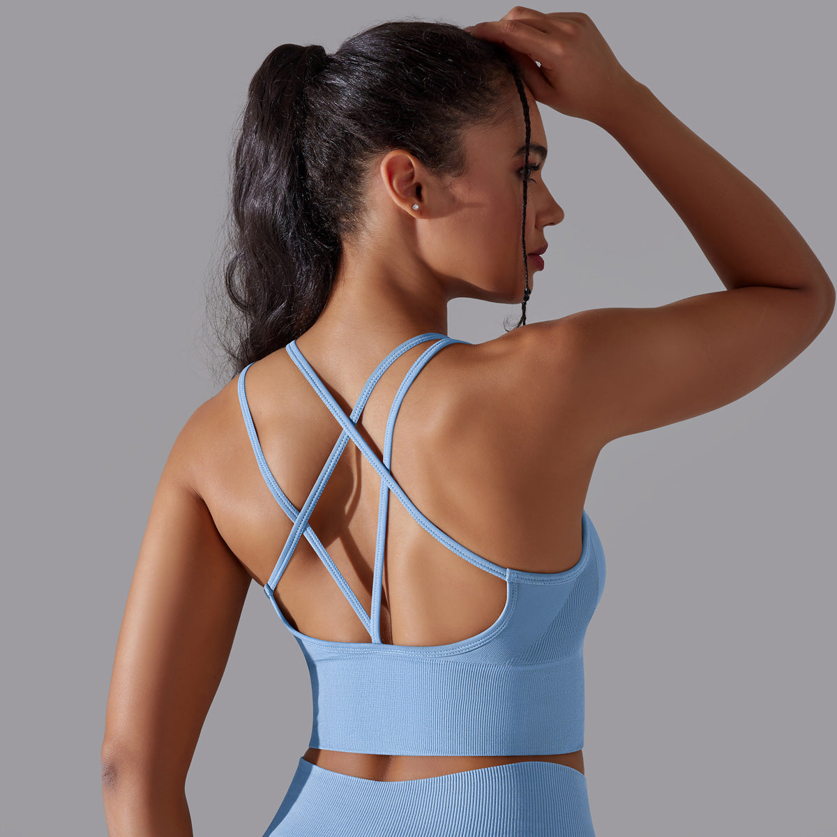 Cross back high support sports bra
