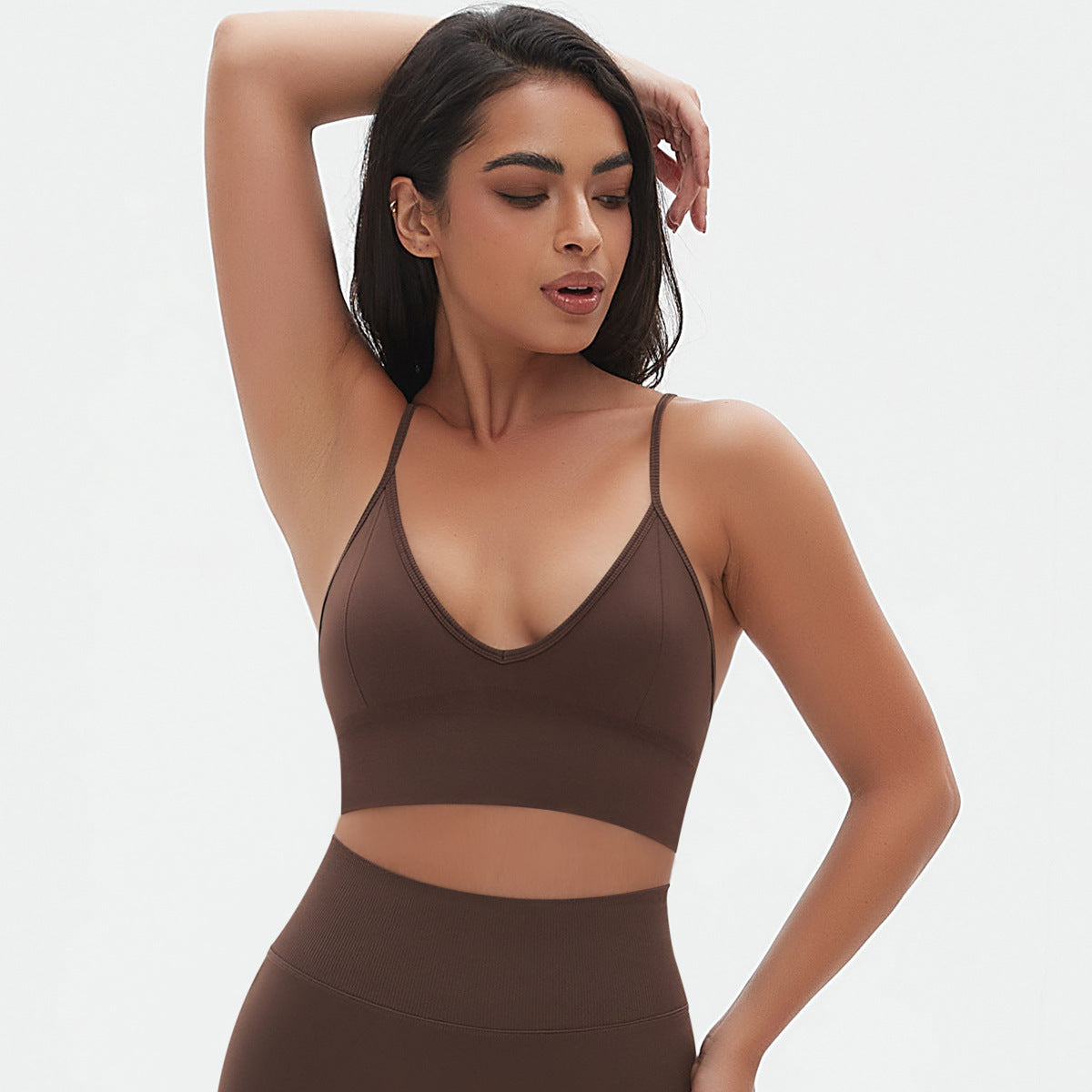 Spaghetti Strap Bra-Brown