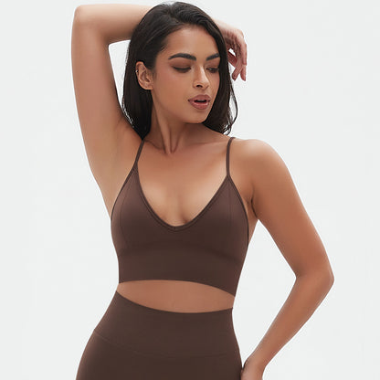 Spaghetti Strap Bra-Brown