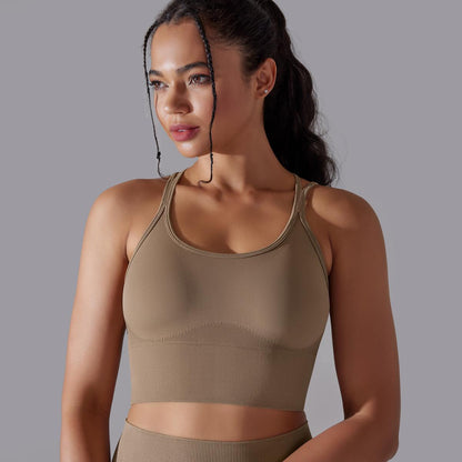 Cross back high support sports bra