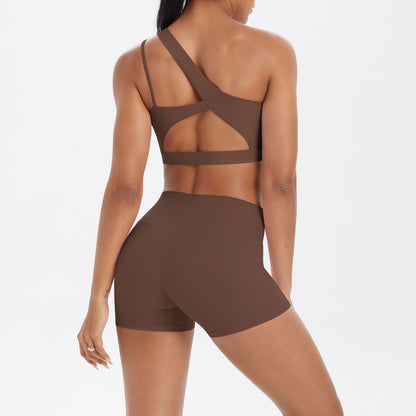 One shoulder bra & hot pants set