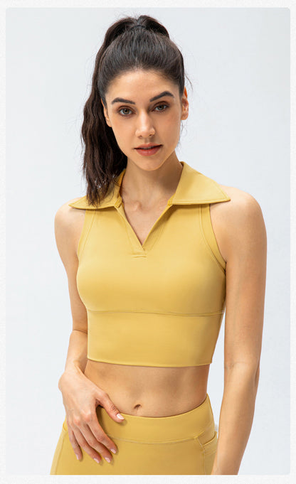 Collared high support top