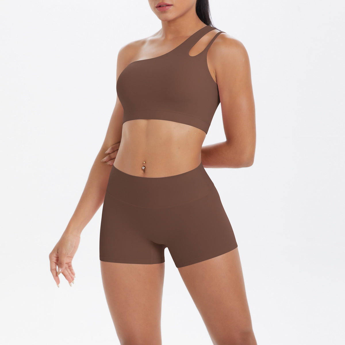 One shoulder bra & hot pants set