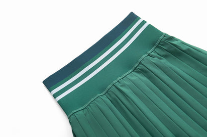 Jacquard waist pleated tennis skirt