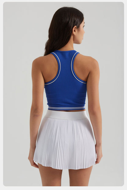 Contrast trim cropped vest