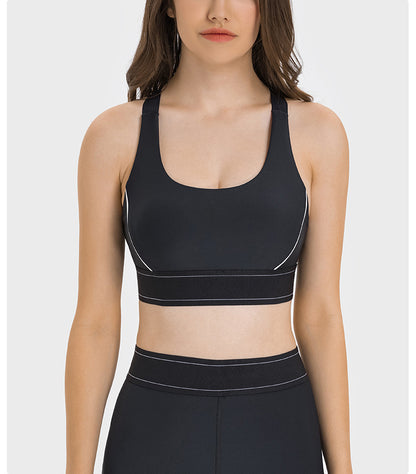 Contrast detail high support bra