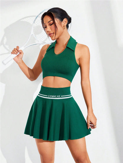 Jacquard waist tennis skirt