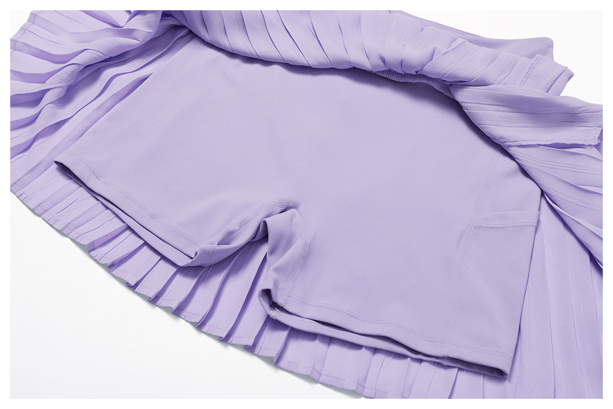 Pleated asymmetric fitness skirt
