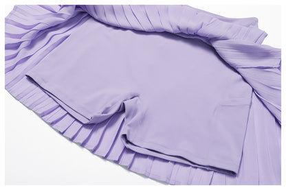 Pleated asymmetric fitness skirt