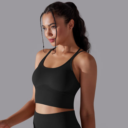 Cross back high support sports bra
