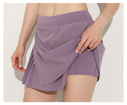 Pleated side skort