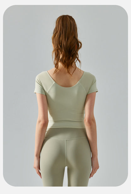 Cropped short sleeve top