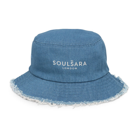 Embroidered denim bucket hat