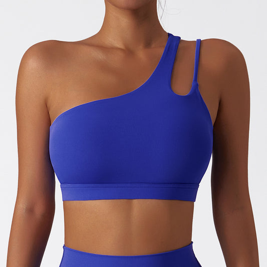 One shoulder double strap sports bra