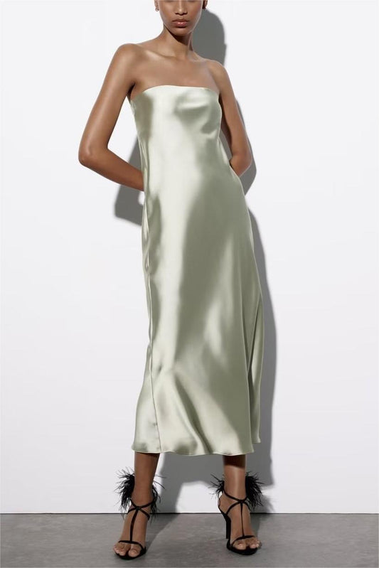 bandeau satin dress
