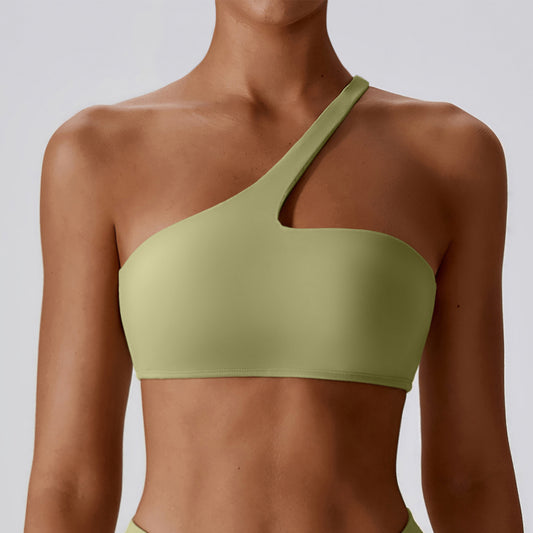 One shoulder asymmetric sports bra