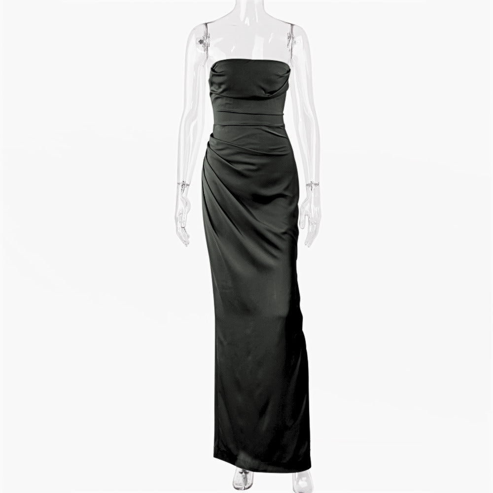 Bandeau satin maxi dress