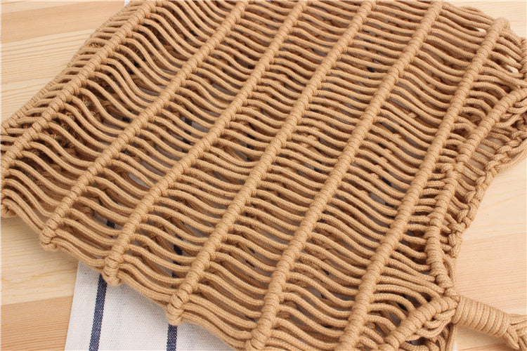 See through hand woven beach bag