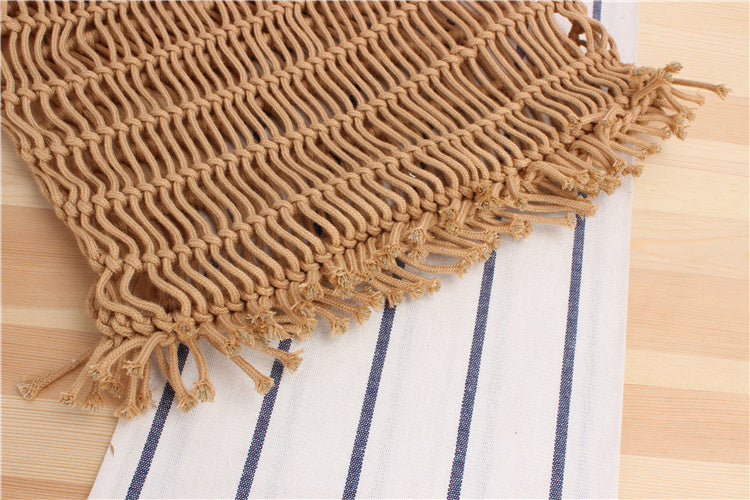 See through hand woven beach bag