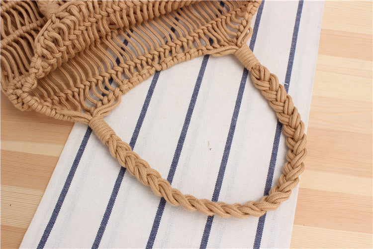 See through hand woven beach bag