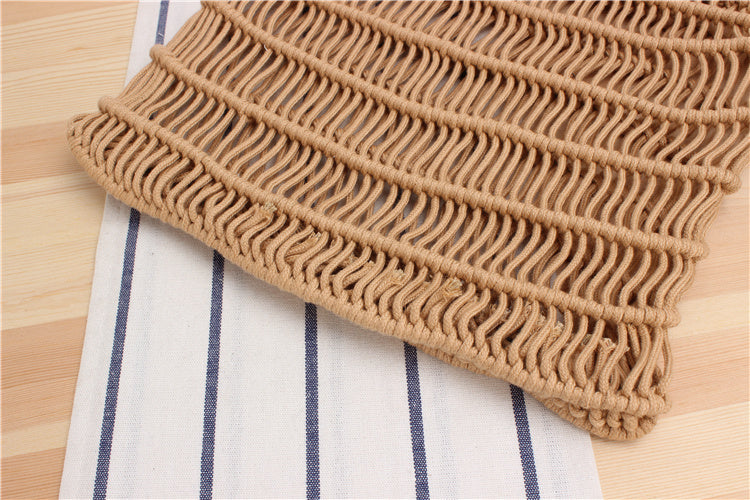 See through hand woven beach bag