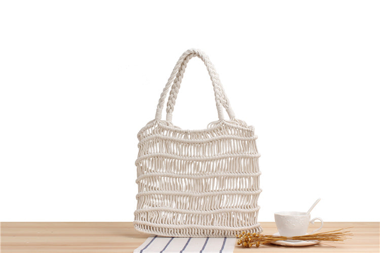 See through hand woven beach bag